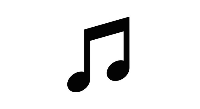Black Eighth Note Music Symbol Isolated.