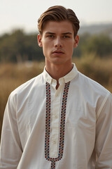 Contemporary Male Embroidered Shirt