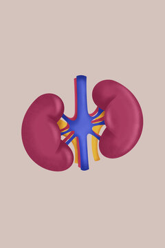 Detailed anatomical illustration of human kidneys