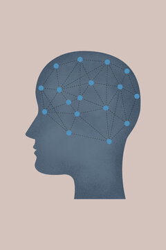 Human brain with neural network illustration