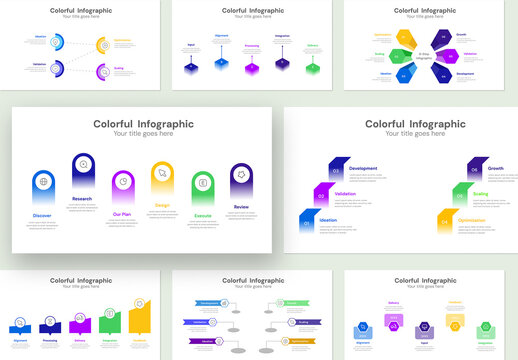 Colorful Business Infographic Template for Process Workflow and Data Visualization