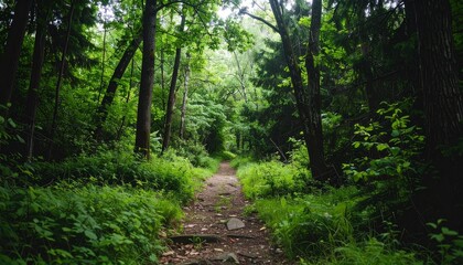 Obraz premium Enchanting Forest Path - A Journey Through Natures Embrace.