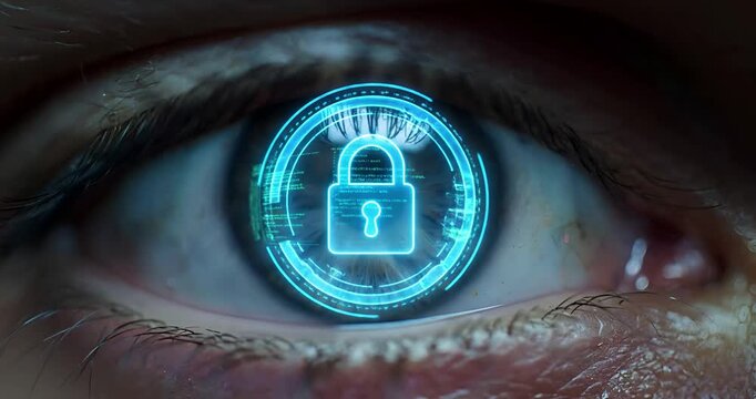 Human Eye With Digital Cyber Security Lock
