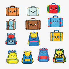 Cute Cartoon Luggage and Backpacks: Colorful Travel and School Bags