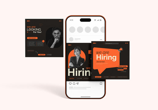 Creative We Are Hiring Instagram Social Media Post Template