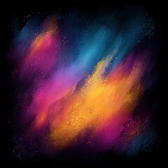 Colorful Powder Explosion on Black Background: Vibrant Abstract Design for Creative Projects and Visual Effects