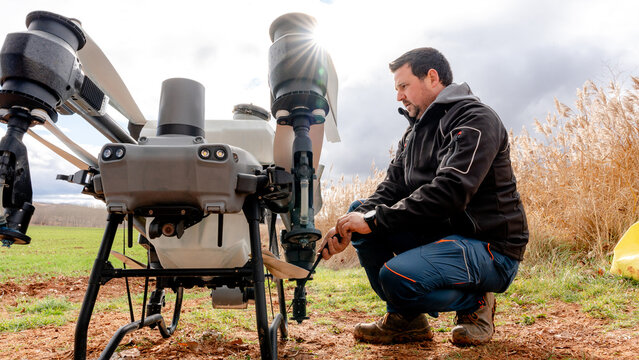 Agricultural drone liquid tank inspection before spraying