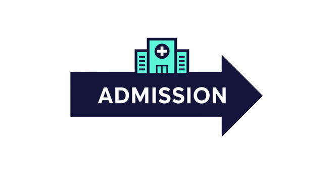Hospital Admission Icon Showing Directional Guidance and Medical Information