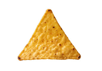 Fototapeta premium A single golden tortilla chip with visible texture isolated on transparent background