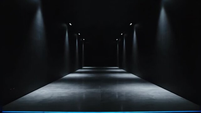 Man uses keycard for access to dark modern corridor