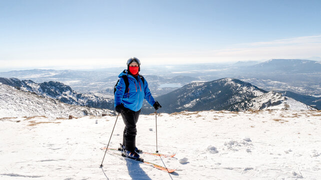 Skier enjoying snow at Puerto de Navacerrada