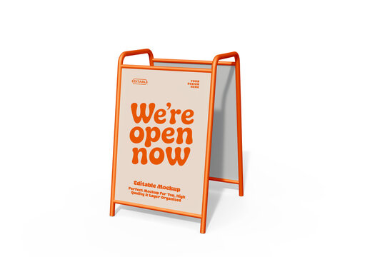 Outdoor A-Frame Hanging Metal Stand Signboard Mockup