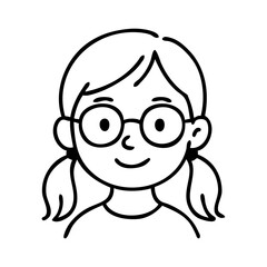 Dibujo sencillo con líneas de la cara de una niña con lentes © teracreonte