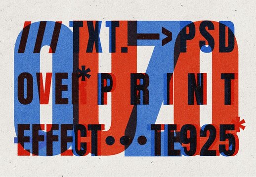 Overprint Retro Text Effect Mockup