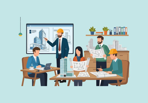 Vector Ilustration Flat Design business people working together