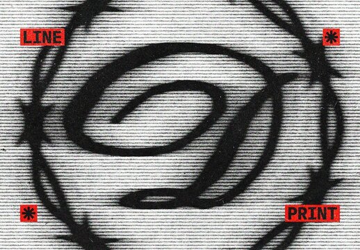 Line Print Distortion Text Effect Mockup