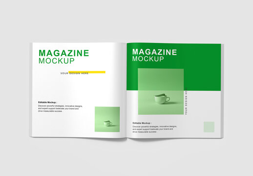 Modern Open Magazine Mockup with Hardcover Softcover
