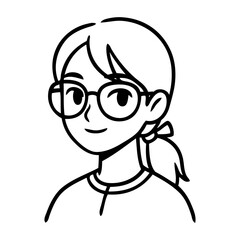 Dibujo sencillo con líneas de la cara de una niña con lentes © teracreonte