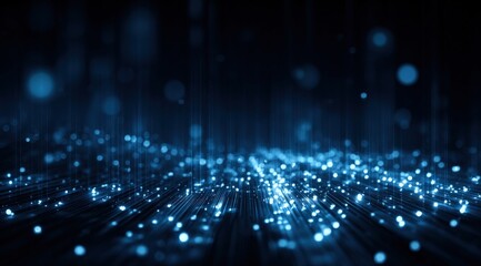 Abstract digital blue particle wave background. Futuristic technology concept with glowing dots and lines animation