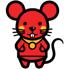 Obraz premium Cute Rat Character in Chinese Zodiac Style Flat Vector Illustration