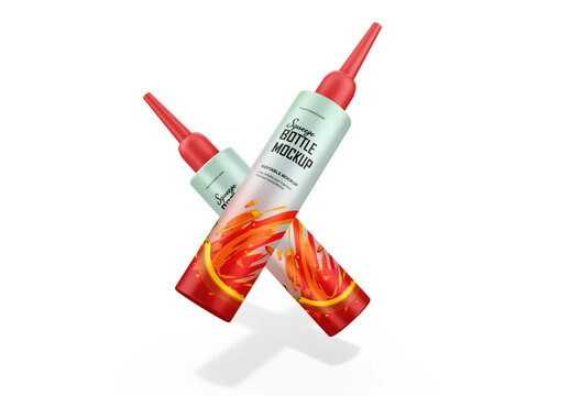 Editable Top View Squeeze Bottle Mockup Set