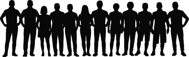 Diverse group of happy children silhouettes jumping and playing, active childhood education and  joy concept, isolated white background 