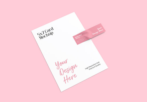 Minimal 5x7 Card and Sticky Note Mockup