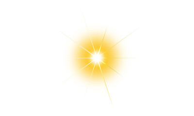 Transparent PNG sunlight lens flare effect. Shiny gold starburst overlay with radiant beams, dynamic explosion, and glowing shine. Design element for overlay, motion graphics.