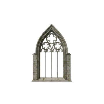 Gothic Arched Stone Window with Tracery