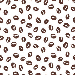 Obraz premium Coffee Beans Seamless Pattern, Hand Drawn Organic Coffee Bean Background, Vector Illustration for Packaging, Branding, Textile and Wrapping Paper