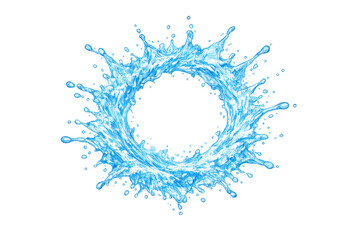 Water splash forming a circular crown, dynamic liquid drops creating a refreshing ripple effect. Transparent background