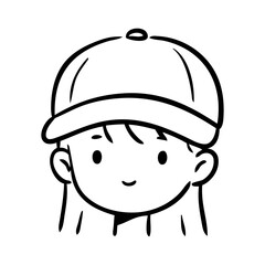 Dibujo sencillo con líneas de la cabeza de una chica con gorra de beisbol  © teracreonte
