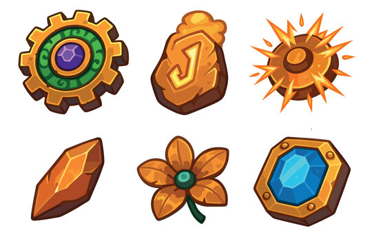 Different types of game tokens with various shapes and colors on a plain background displaying multiple designs