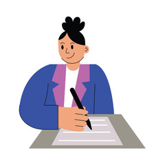 Man hesitating before signing Vector illustration