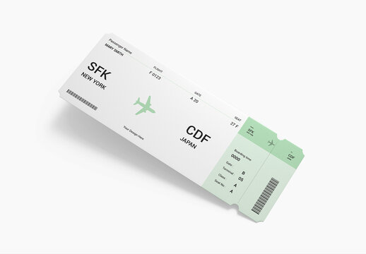 Realistic Boarding Pass Travel Ticket Mockup