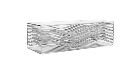 Abstract waves in glass box, modern design, digital art