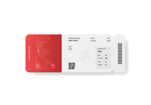 Airline Boarding Pass Ticket Mockup Template