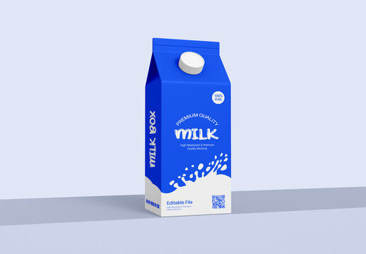 Milk Carton Box Packaging Mockup Template