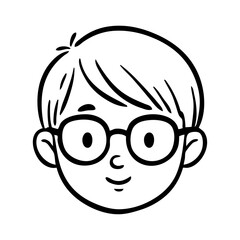 Dibujo sencillo con líneas de la cara de un niño con lentes © teracreonte