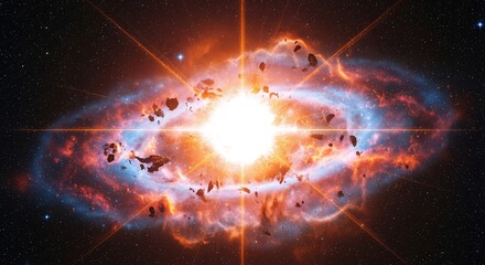 Obraz premium Nebula explosion with stellar debris and cosmic dust