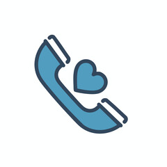 Cute Heart Shaped Phone Icon for Communication and Love Concepts