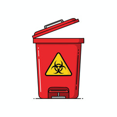 Biohazard Waste Disposal Bin with Safety Label for Hazardous Material Management