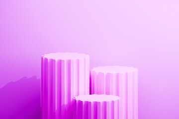 Obraz premium Pink and white 3d cylinders in a bright studio