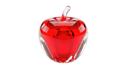 Glass Red Apple Sculpture on White Background