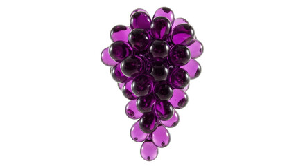 Glistening Purple Grapes Cluster - Isolated White Background