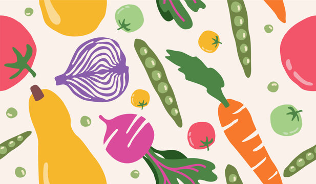 Cute mix vegetables pattern background vector design