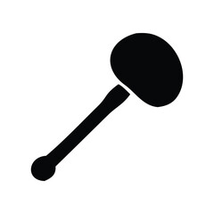 A minimalist black silhouette of a mallet, representing tools and striking actions