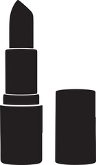 Obraz premium black lipstick cosmetic product minimalist design opened with cap off in simple studio setting beauty fashion style illustration for makeup advertising promotion presentation 