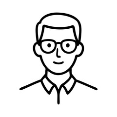 Dibujo sencillo con líneas de la cara de un hombre con lentes © teracreonte