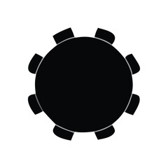 Obraz premium Minimalist black gear icon symbolizing industrial efficiency, technological progress, and mechanical systems. Essential graphic element for engineering and process design